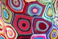 A lot of multicolored stitched round handmade mats Royalty Free Stock Photo