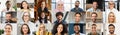A lot of multiethnic people looking at camera, collage of diverse colleagues Royalty Free Stock Photo