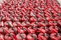 A lot of old fire extinguishers. Royalty Free Stock Photo