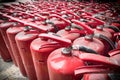 A lot of old fire extinguishers. Royalty Free Stock Photo