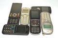 Lot of old mobile phones. Royalty Free Stock Photo