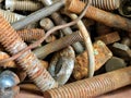 A lot of old rustic screws. Useful for backgrounds Royalty Free Stock Photo