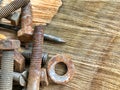 A lot of old rustic screws. Useful for backgrounds Royalty Free Stock Photo