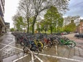 A lot of parked bikes in Utrecht, Netherlands Royalty Free Stock Photo