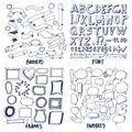 Lot of Patterns of Font Banners Frames and Bubbles Royalty Free Stock Photo