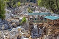 A lot of people bathing in a mountain stream canyon Kuzdere during jeep safari on the Taurus mountains. Royalty Free Stock Photo