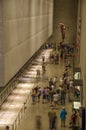 Lot of people, citizens and tourists, visit the interior of the 9/11 National Memorial Museum in New York City - United States of Royalty Free Stock Photo