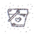 A lot of people form baby bucket, icon . 3d rendering.