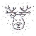 A lot of people form christmas, deer, icon . 3d rendering.