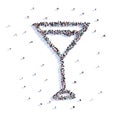 A lot of people form a glass of martini, a wedding, love, icon . 3d rendering. Royalty Free Stock Photo
