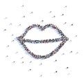 A lot of people form lips, love, icon . 3d rendering. Royalty Free Stock Photo