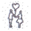 A lot of people form newlyweds, wedding, icon . 3d rendering.