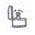 A lot of people form ring, wedding, icon . 3d rendering. Royalty Free Stock Photo