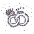 A lot of people form rings, wedding, icon . 3d rendering. Royalty Free Stock Photo