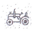 A lot of people form tractor, farming, icon . 3d rendering. Royalty Free Stock Photo