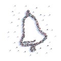 A lot of people form wedding bell, icon . 3d rendering.