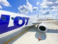 LOT Polish airlines airplane at the airport