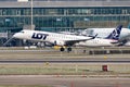 LOT Polish airlines Embraer E-195AR jet in Zurich in Switzerland