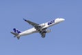 LOT - Polish Airlines Embraer ERJ-190STD with the aircraft registration SP-LMB is starting on the southern runway 8R of the Munich