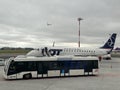 LOT Polish Airlines plane at WAW Chopin Airport in Warsaw, Poland Royalty Free Stock Photo