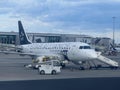 LOT Polish Airlines plane at WAW Chopin Airport in Warsaw, Poland Royalty Free Stock Photo