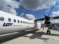 LOT Polish Airlines at WAW Chopin Airport in Warsaw, Poland Royalty Free Stock Photo