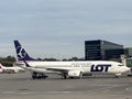 LOT Polish Airlines at WAW Chopin Airport in Warsaw, Poland Royalty Free Stock Photo