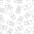 Lot of realistic white dominoes pieces on white, seamless pattern