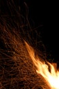 A lot of red sparks of the fire traces Royalty Free Stock Photo