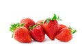 A lot of red sweet strawberries with shadows on a white background in a close-up, isolated Royalty Free Stock Photo