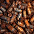 A lot of rusty used batteries