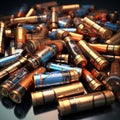 A lot of rusty used batteries