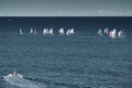 A lot of sail boats and yachts in the sea went on a sailing trip near port Hercules in Monaco, Monte Carlo, sail regatta