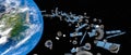 Lot of satellites scrap in orbit 3d rendering,this image elements furnished by NASA