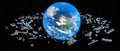 Lot of satellites scrap in orbit 3d rendering,this image elements furnished by NASA