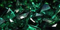 A lot of sharp emerald crystals with reflections and bright highlights