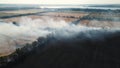 lot of smoke from a burning wheat field