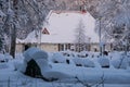 Cemetery or Graveyard in the Middle of the Forest in Winter