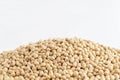 A lot of soybeans pile isolated on white background with copy space for text. Concept food for healthy. Soybean is a leguminous