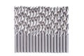 A lot of spiral drill bits isolated. Drills used in industrial repair and construction activities