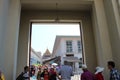 A lot of tourists entering Wat Phra Kaew complex in Bangkok, Thailand Royalty Free Stock Photo