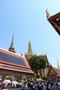 A lot of tourists in the yard of Wat Phra Kaew temple complex in Bangkok, Thailand Royalty Free Stock Photo