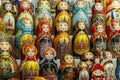 Lot of traditional Nesting dolls or Russian Matryoshka popular souvenir from Russia Royalty Free Stock Photo