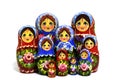 Lot of traditional Russian matryoshka dolls on white Royalty Free Stock Photo