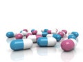 Lot of two-coloured pills Royalty Free Stock Photo