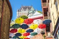 Lot of Umbrellas in Petit Champlain street Quebec city