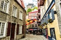 Lot of Umbrellas in Petit Champlain street Quebec city, Canada