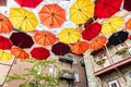 Lot of Umbrellas in Petit Champlain street Quebec city, Canada