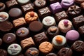 A lot of variety chocolate candies, pralines and truffles. Sweet food background