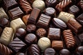 A lot of variety chocolate candies, pralines and truffles. Sweet food background